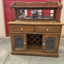 Wood buffet hutch with wine rack