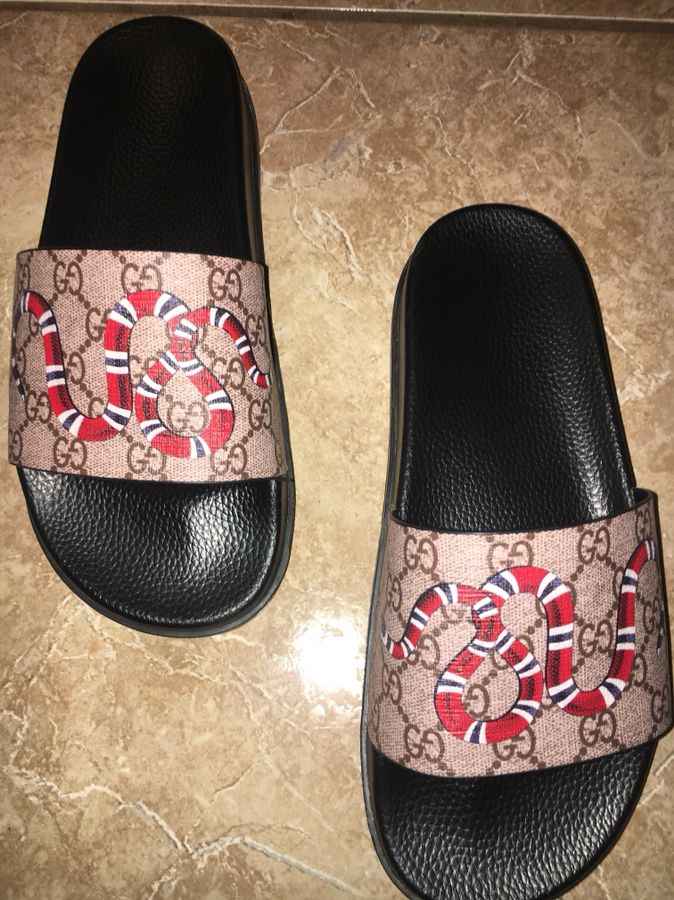Gucci Slides Monogram Supreme Snake Slippers Authentic for Sale in Norwalk,  WI - OfferUp