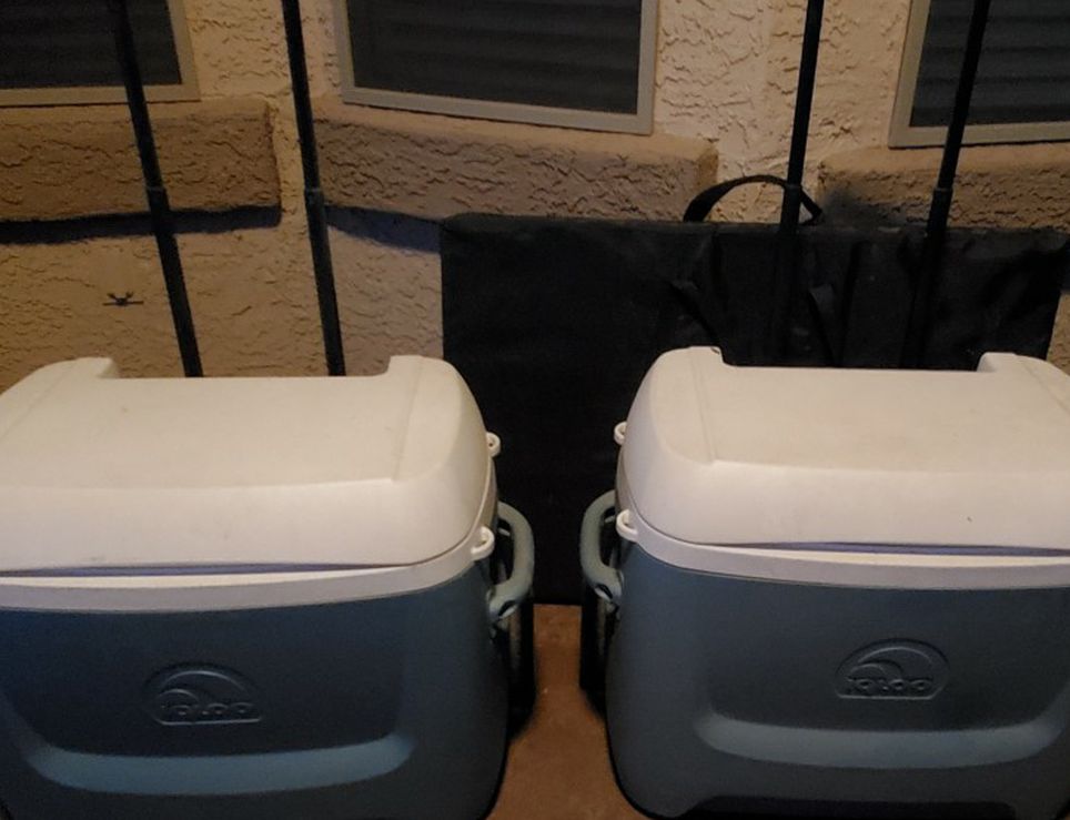 2 - Igloo Coolers On Wheels