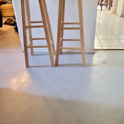 2 BEAUTIFUL WOOD STOOLS STURDY