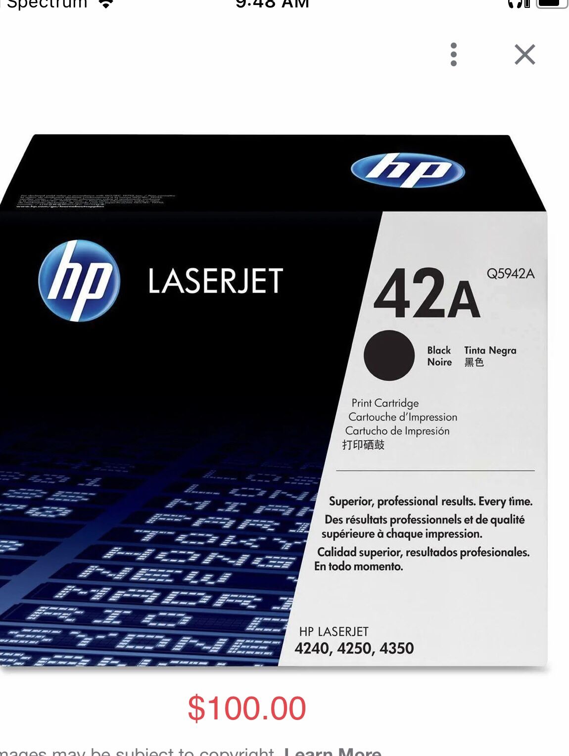 HP Toner Cartridge Brand New $100.00