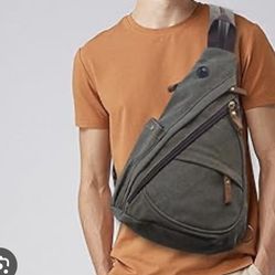 New KL928 Canvas Sling Bag Casual Daypack Rucksack Small Crossbody Backpack Shoulder Bag Outdoor Cycling Hiking Travel for Men Women