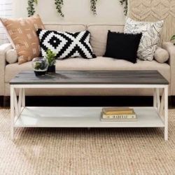 New White And Gray Coffee Table 