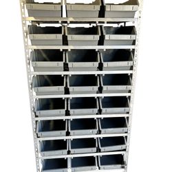 8 Tier Industrial Bin Shelving w/ 24 Plastic Bins – Heavy Duty