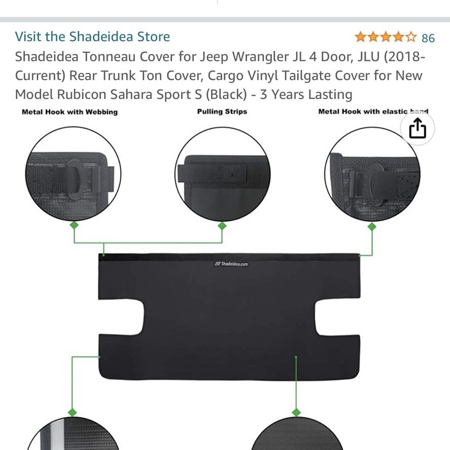 Shadeidea Tonneau Cover for Jeep Wrangler JL for Sale in Tampa, FL  OfferUp