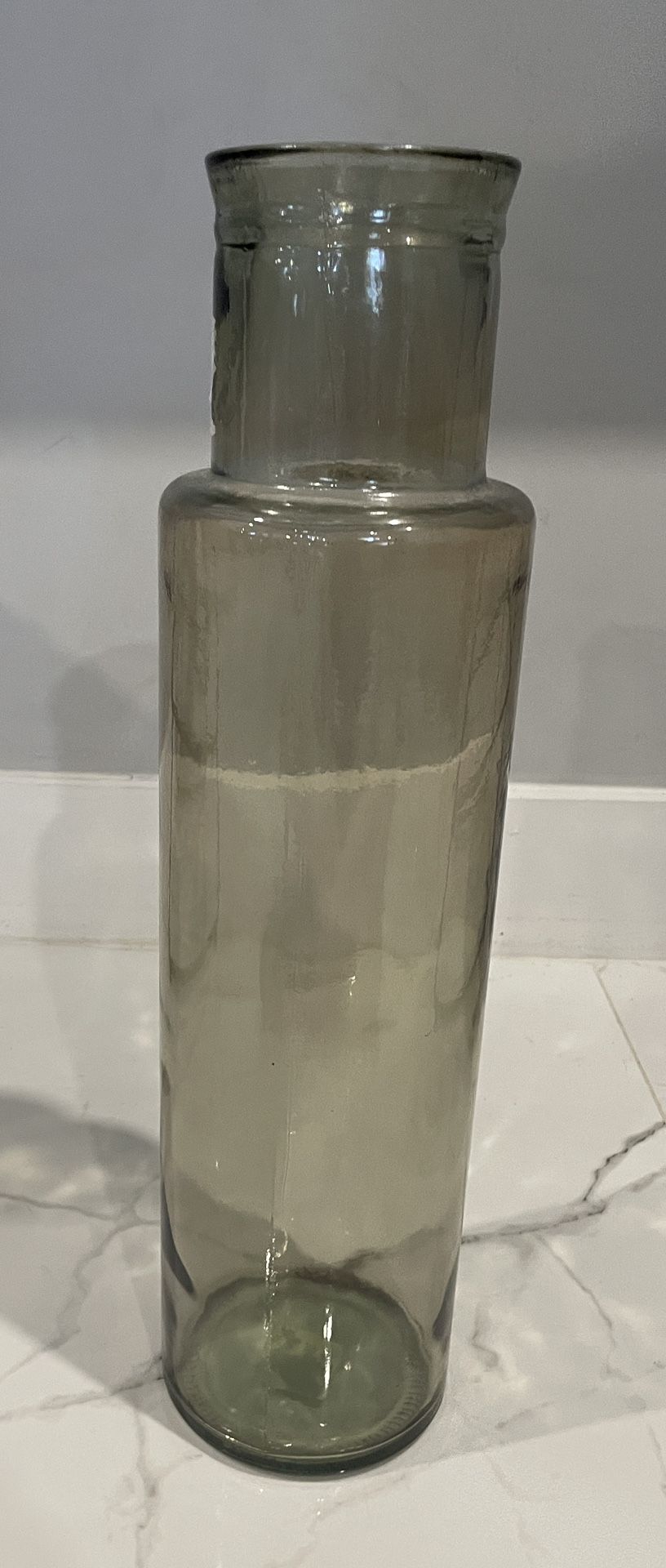 Tall Smokey Glass Column Vase -21.5 Inches Tall- Indoor/Outdoor
