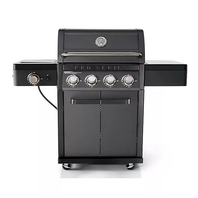Member's Mark Pro Series 4-Burner Gas Grill ADO :SMC-20004 Brand New .Price is Firm. Description : With a sleek matte black aesthetic and black nickel