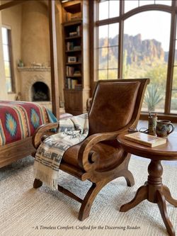 Vintage Handcrafted Leather Lounge Chair & Ottoman – Southwestern / Mission Style