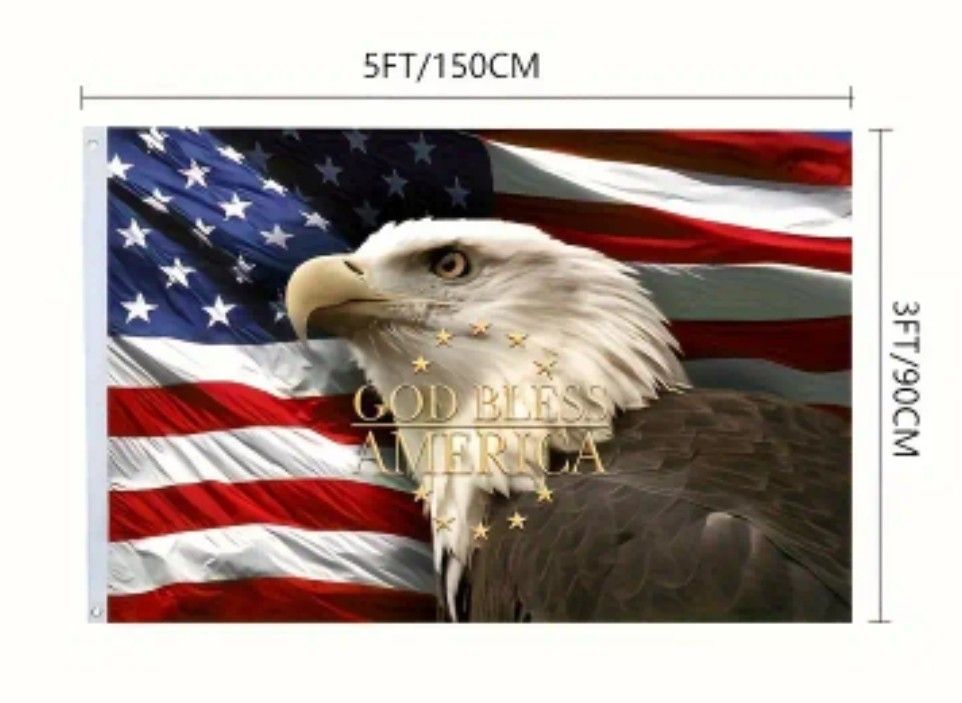 New: GOD BLESS AMERICA EAGLE FLAG