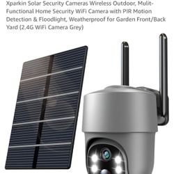 Xparkin - Solar Security Cameras Wireless Outdoor, Mulit-Functional Home Security WiFi Camera with PIR Motion Detection & Floodlight, Weatherproof for