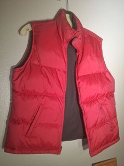 Red Puffer Vest with Zip Front