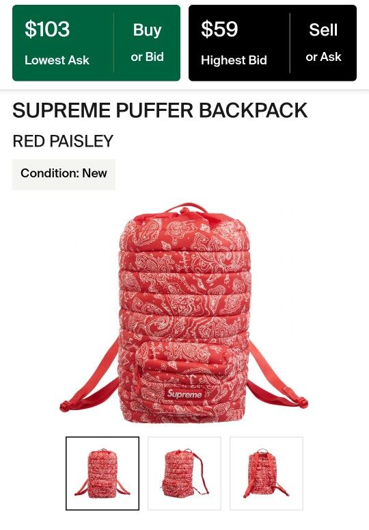 Supreme Puffer Backpack 