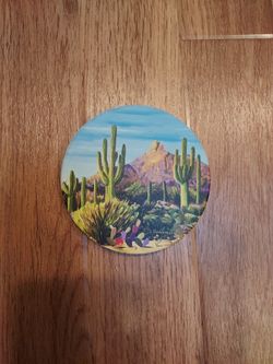 One Diana Madaras Thirsty Stone Coaster Saguaro Theme