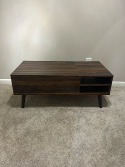 Dark Brown Lift-Top Coffee Table with Hidden Storage