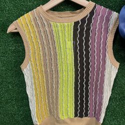 anthropologie eva franco Colorful Sleeveless Sweater Size XXS NWT Brand New