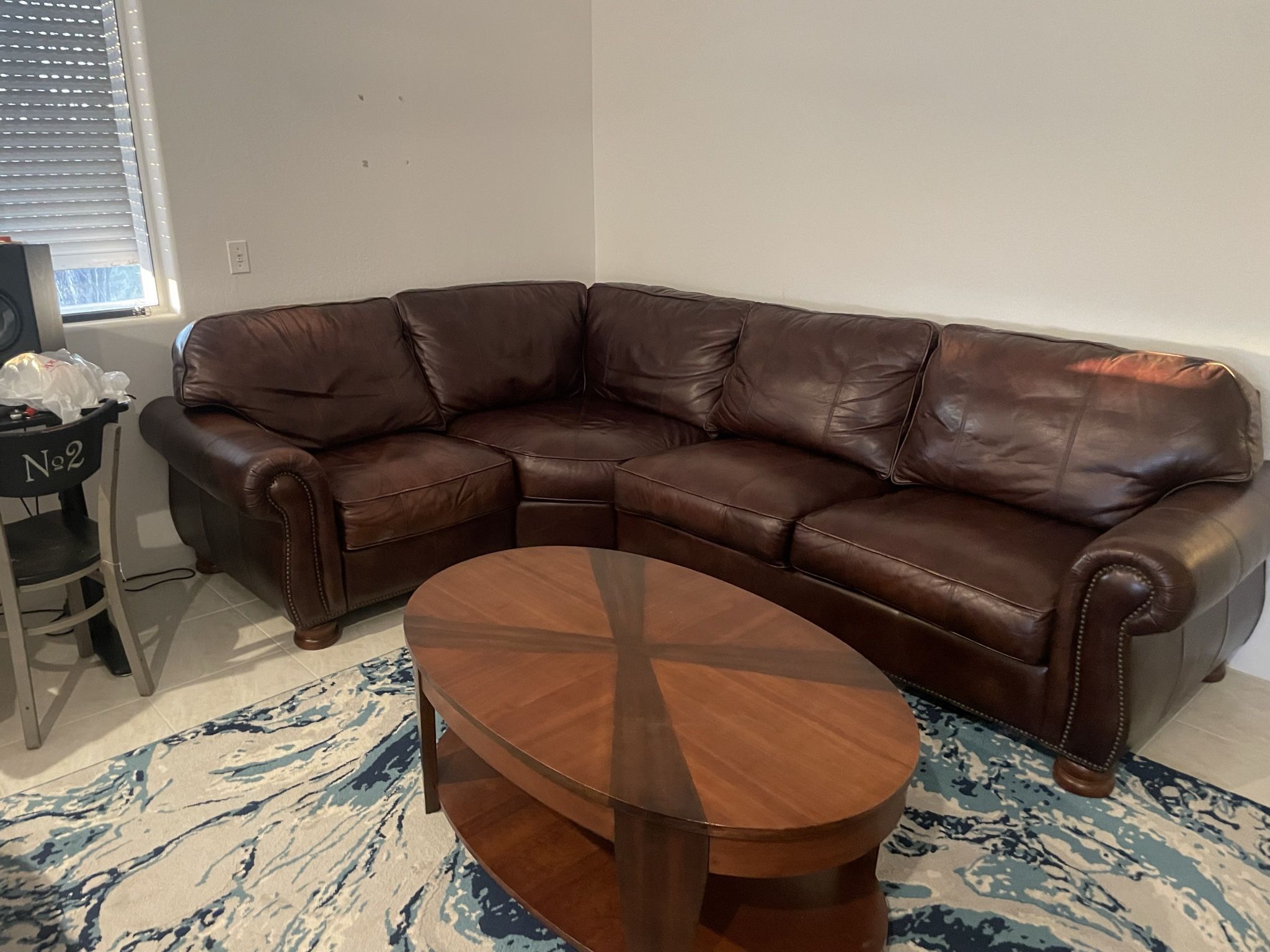 Thomasville brown leather couch