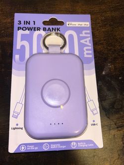 NEW 3-in-1 Power Bank 5000mAh Purple