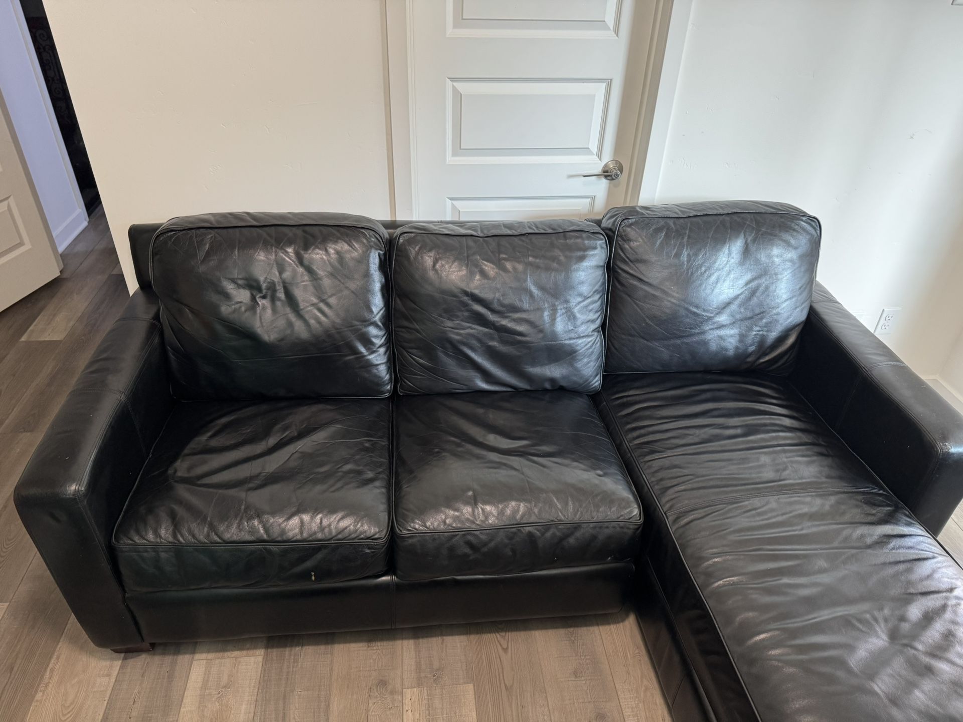 Genuine Leather Couch, w/ Chaise Lounge
