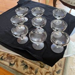 Vantage Set Of 9Libbey Silver Foliage Frosted Sherbet Glass