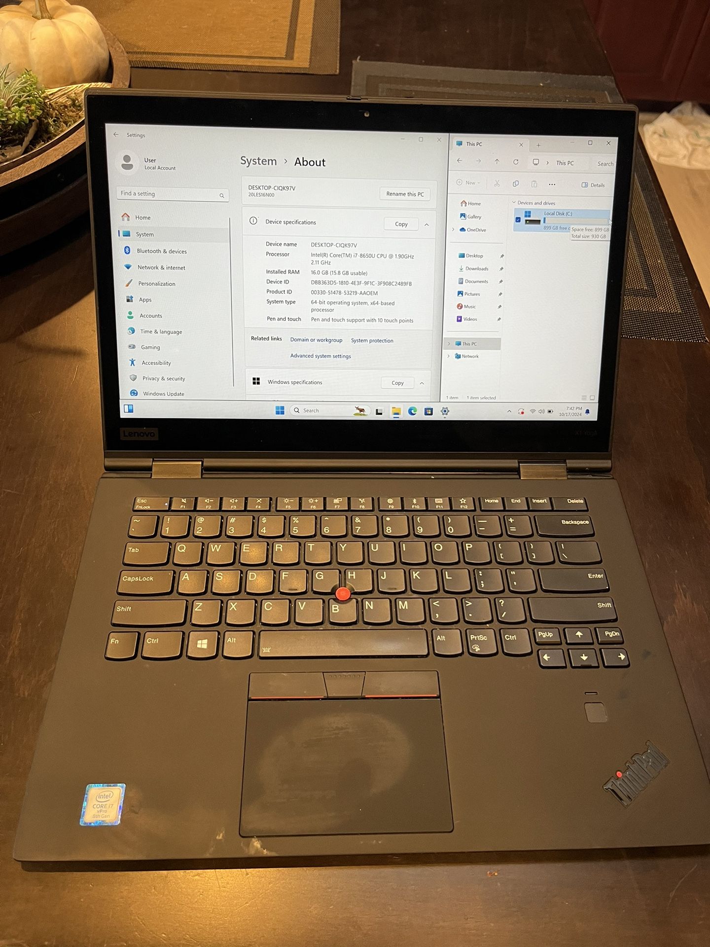 Lenovo X1 Yoga 3rd gen i7 1tb 16gb Win 11