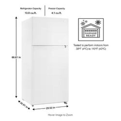 Vissani 18 cu. ft. Top Freezer Refrigerator DOE in White