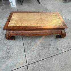 solid wood rattan coffee table