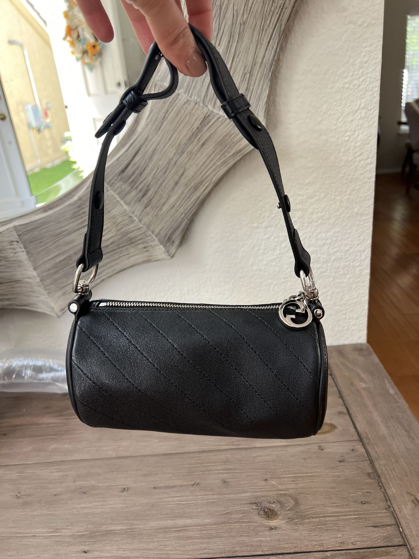 Gucci Black Leather Mini Sakai Be Green Blondie Cylinder Shoulder Bag