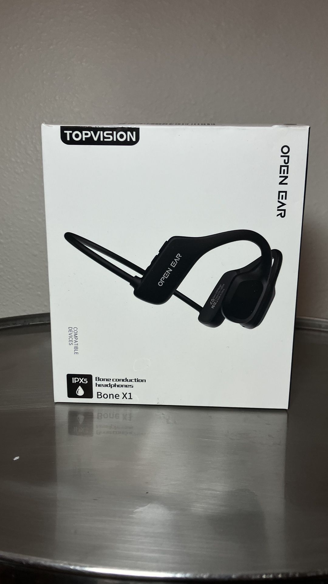 TOPVISION Open Ear Bone Conduction Headphones: Wireless, Mic Built-in, 8Hr Playt