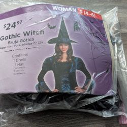 Gothic Witch Costume Woman S 4-6 $20