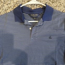 Brooks Brothers Supima Cotton Men's L Original Fit Polo Iconic Logo Blue Stripes