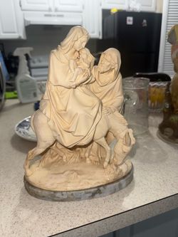 Holy Family Figurine on Donkey Statue