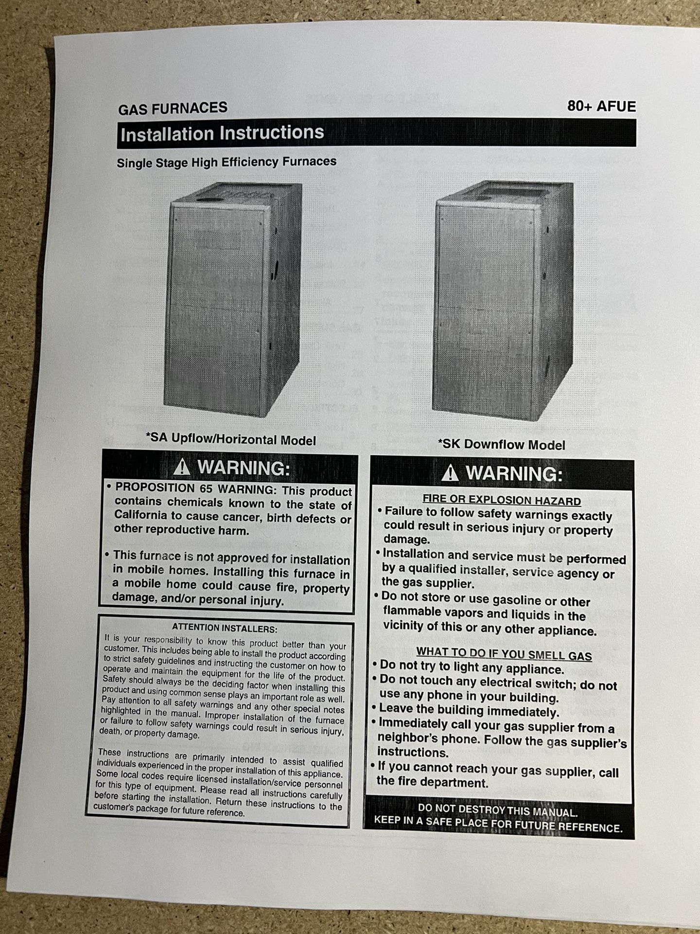 Nordyne/Nortek Furnace