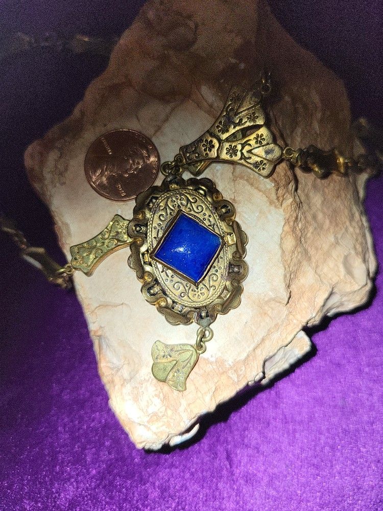 Lapis, Brass necklace 