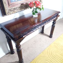 Quality Carved Heavy Wood Console Entryway Table 48"Wx18"Dx30"H