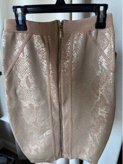 Guess Beige Snake-Print Zip-Front Pencil Skirt Medium New