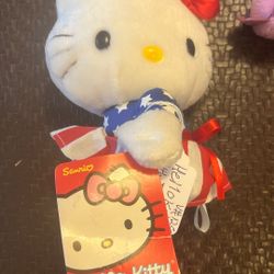 Hello Kitty American Plush Doll Stars And Stripes 4th Of July Patriotic Flag