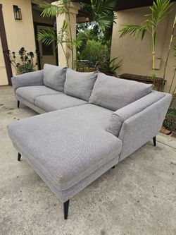Modern Gray 2 Piece Sectional Couch with Chaise