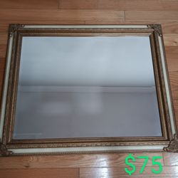 Antique Mirror Golden Wood Frame 