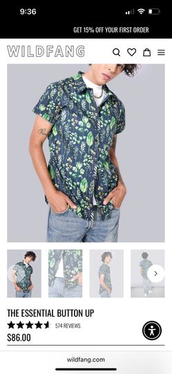 Wild Fang Short Sleeve Button Up - Small