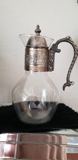 Vintage Small Handled Glass Carafe, Corning Heat Proof Glass