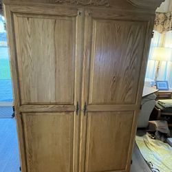 Oak Computer Armoire Cabinet 