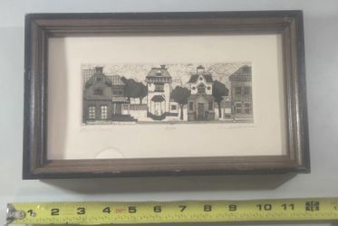 Vtg 5 of 70 Eric Bellmann Sketch  Street Scene Hand Signed