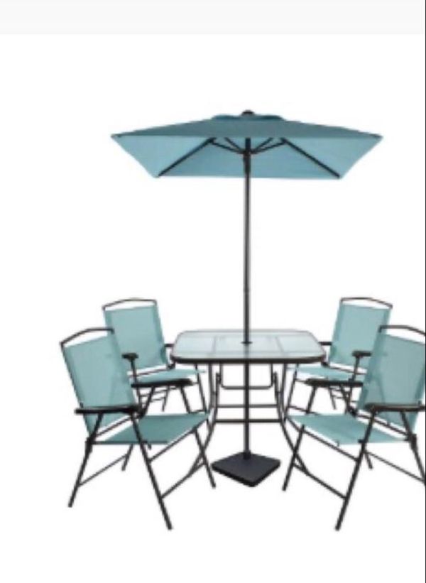 7pc Metal Folding Patio Dining Set Turquoise Threshold For 100sold