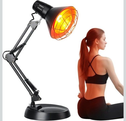 Infrared Heat Lamp with Timer, Red Light Therapy for Body Muscle Joint Pain Relief, 150W Near Infrared Bulb with Sturdy Adjustable Base