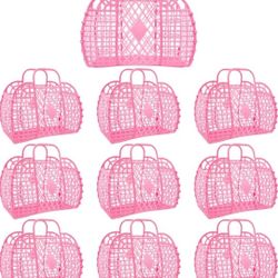 10 PCS Jelly Purse Jelly Basket Beach Bags, Reusable Plastic Jelly Beach Bag Beach Tote Gift Basket
