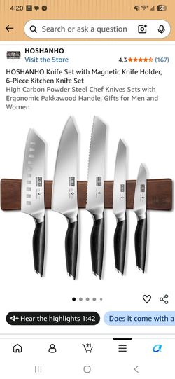HOSHANHO 6-Piece Japanese Kitchen Knife Set with Magnetic Holder