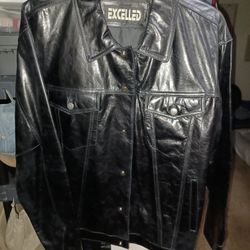 EXCEL,LEATHER JEAN JACKET-LT. NEVER BEEN WORN