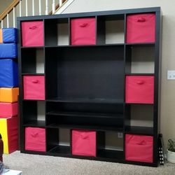 IKEA Expedit Shelving Unit w/ Red Bins