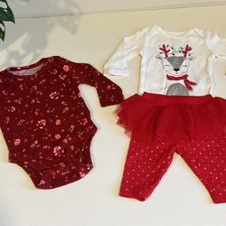 Newborn Girl Holiday Outfit Bundle Carter’s Old Navy Reindeer – MOVING