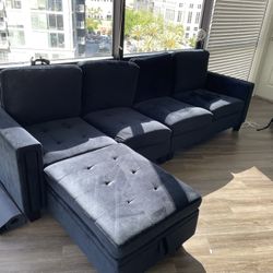 Velvet sofa (Black) Couch 